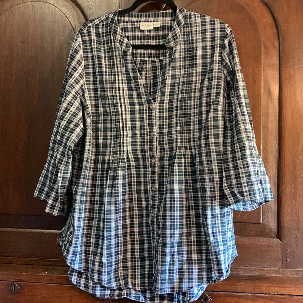 Cato Plaid 100% cotton tunic size 18/20
